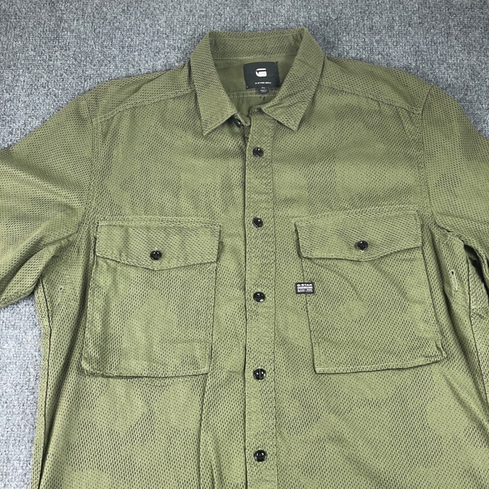 G-Star RAW Type C Straight Long Shirt XL Olive Green Short Sleeve